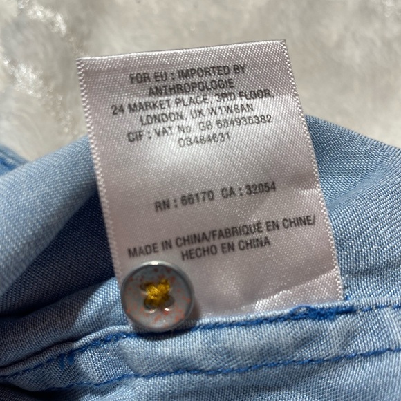 Anthropologie Holding Horses Chambray Crochet Buttoned Sleeveless Blue Top Size4 - Picture 15 of 15